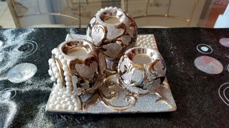 plateau 3 boules or et argenté : prix 15 euro  (dispo)